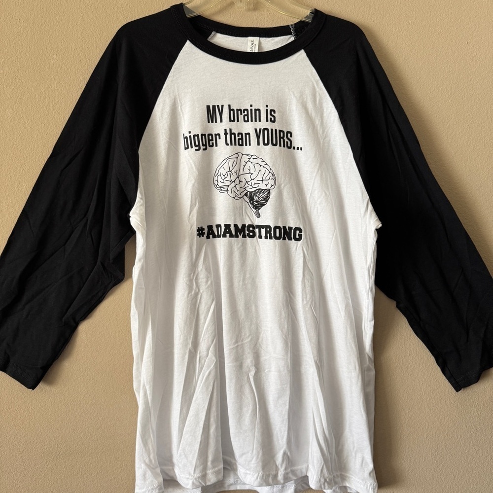 Canvas Black and White Funny Graphic Raglan Tee Size L